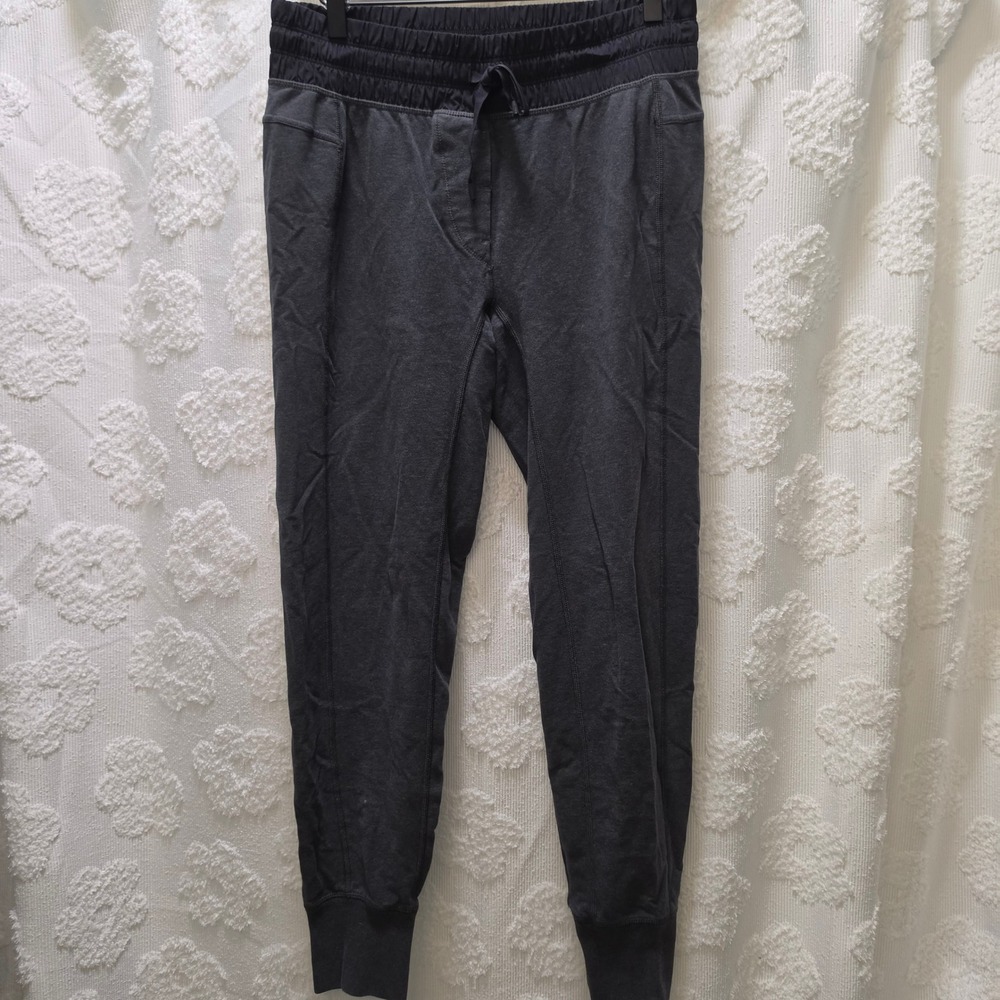 Lululemon Mens Charcoal Grey Heathered Tapered Joggers Zipper‎ Pockets Size 8